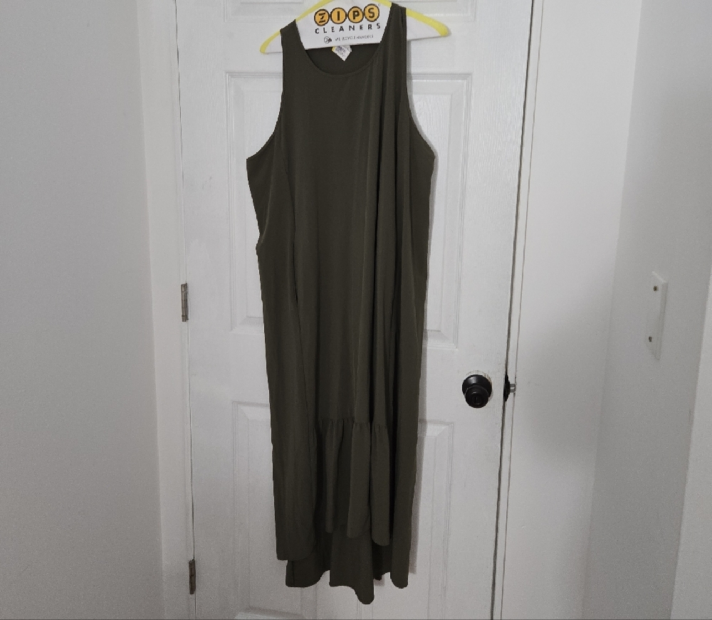 Elegant Olive Green Sleeveless Dress